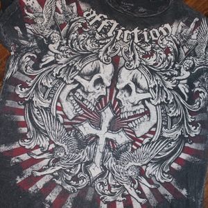 Distressed Black Affliction Iceman Men XL tee